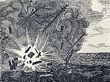 Afbeelding: VOC schets van de explosie van het schip Nieuw Hoorn