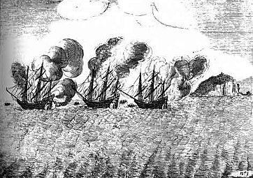 Afbeelding: De Middelburg tijdens De Slag van Kaap Rachado